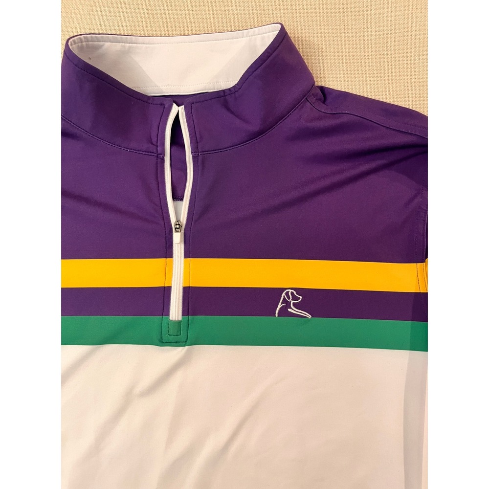 Rhoback Performance Quarter Zip Mens L White Mardi Gras Color Block Excellent